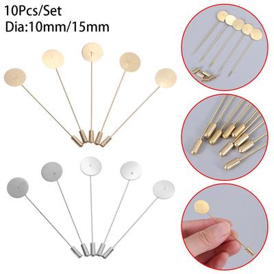 10pcs/set Fashion Jewelry Making Dress Cameo Cabochon Tray Pin Brooches Accessories
