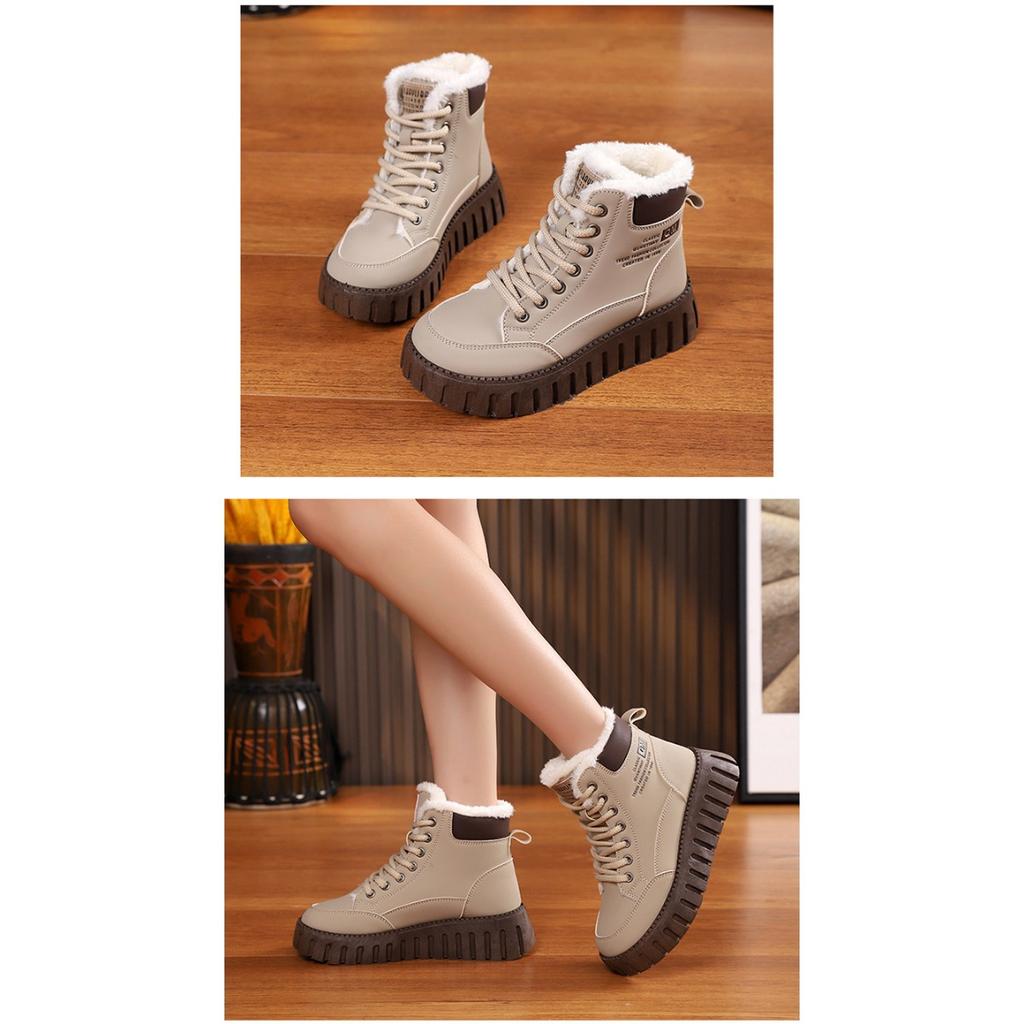 Winter High Top Velvet Boots for Female Students, Thick Soled Casual Warm Street Boots