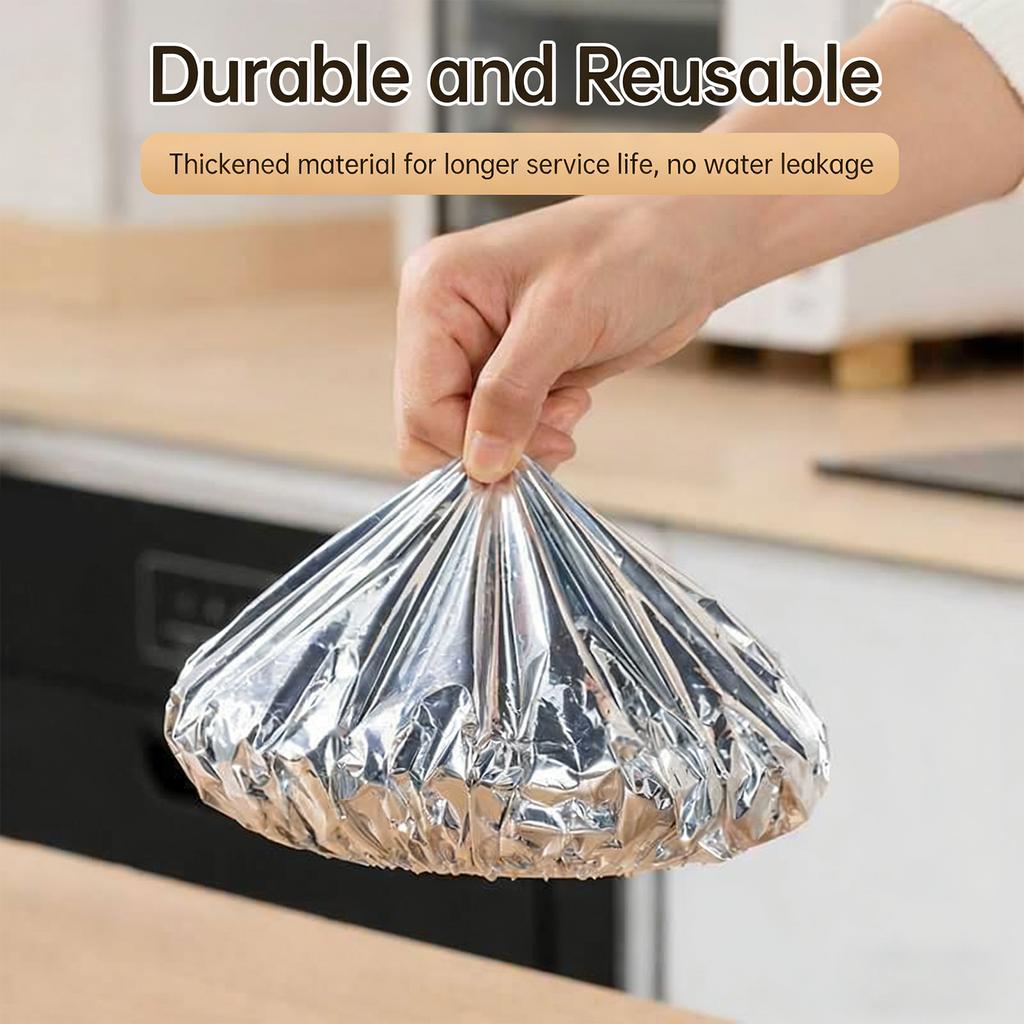Reusable Aluminum Foil Food Covers Tin Foil Food Insulation Cover Fits Various Dish Shapes Elastic Bowl Covers