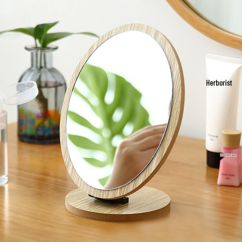 Portable Wooden Folding Makeup Mirror - Small, Standing Vanity Mirror for Dorms and Homes