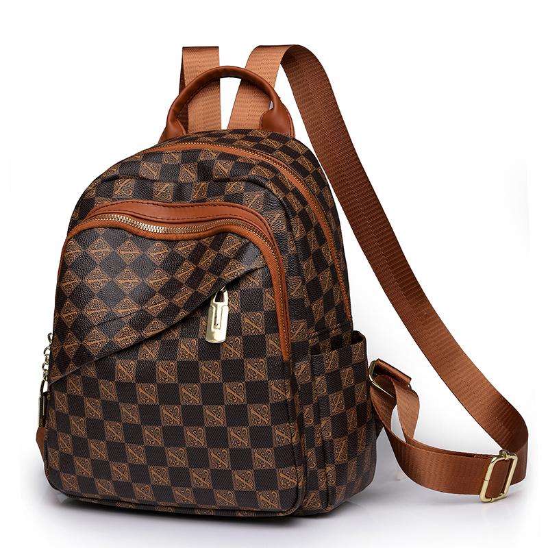 

Женская сумка через плечо с принтом, дорожная сумка, женский кожаный рюкзак темно-коричневого