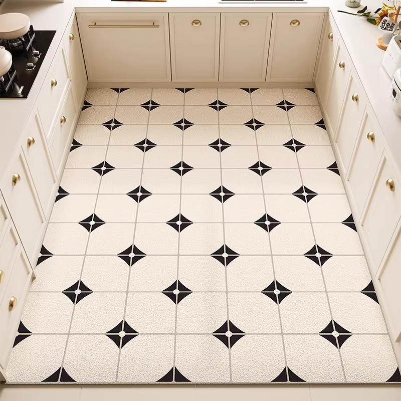Kitchen Floor Mat Waterproof Oil-proof PVC Vinyl Rug Anti-fouling Non-slip Foot Mats Large Size Balcony Carpet Tapetes Alfombra