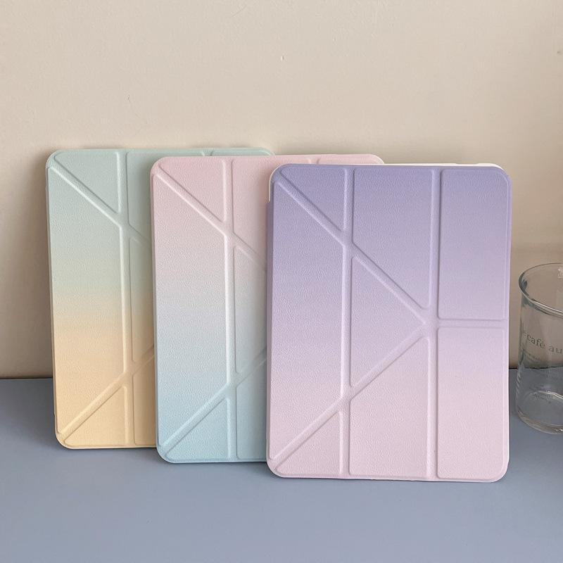 Lightweight 2025 Trendy Gradient Silicone Cover for iPad Air 4 5 6 Slim Magnetic Stand with Pencil Slot Tablet Cases