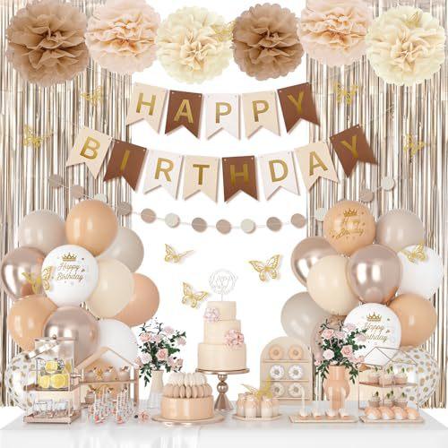 Birthday Party Decorations Rain Curtain Background Flag Cake Power Strip Paper Flower Ball Aluminum Film Balloon Set