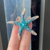 Trendy Multicolor Rhinestone Starfish Brooch 1Pcs Unisex Durable Clothing Pin for Daily Wear Party Anniversary Decoration