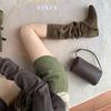 Cowhide version Uncle Zhou's height increased 6cm knight boots women's cross buckle pleated long boots slim medium boots