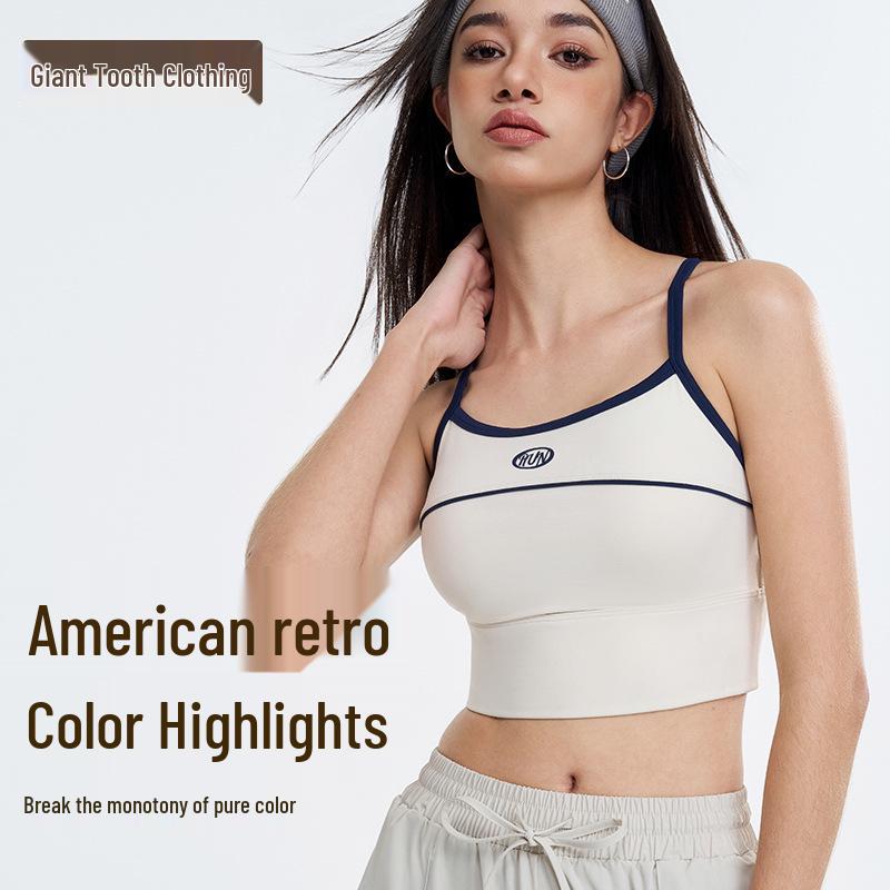 

Women s Retro-Style Yoga Tank with Spaghetti Straps & Fixed Pad L