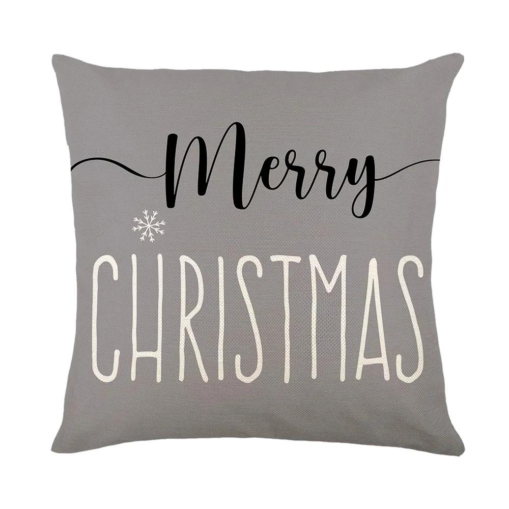 

Christmas Decor Pillowcase 45x45cm Holiday Farmhouse Home Decorative Cushion Cover Cute Dwarfs Reindeer Print Linen Pillow Cover 30x30cm12x12Inch