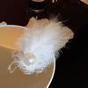 Balletcore Feather Hair Clips Headwear Ballet Pearl Barrettes Sweet White Swan Hairpin  Hipster