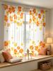 2PCS Digital Print Sheer Curtain, Maple Leaf Ripple, Autumn Nature Water - Voile Drapes for Home Bedroom Living Room Decor