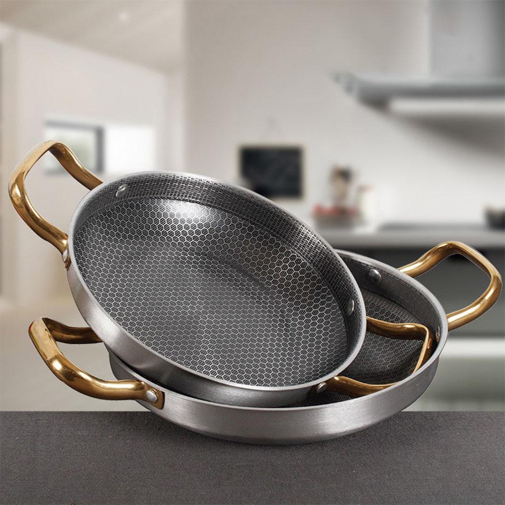 Thickened Dry Pot Stainless Steel Honeycomb Pan Crayfish Frying Pan Kitchen Cookware Non Stick Fry Pan Outdoor Pans Lightweight