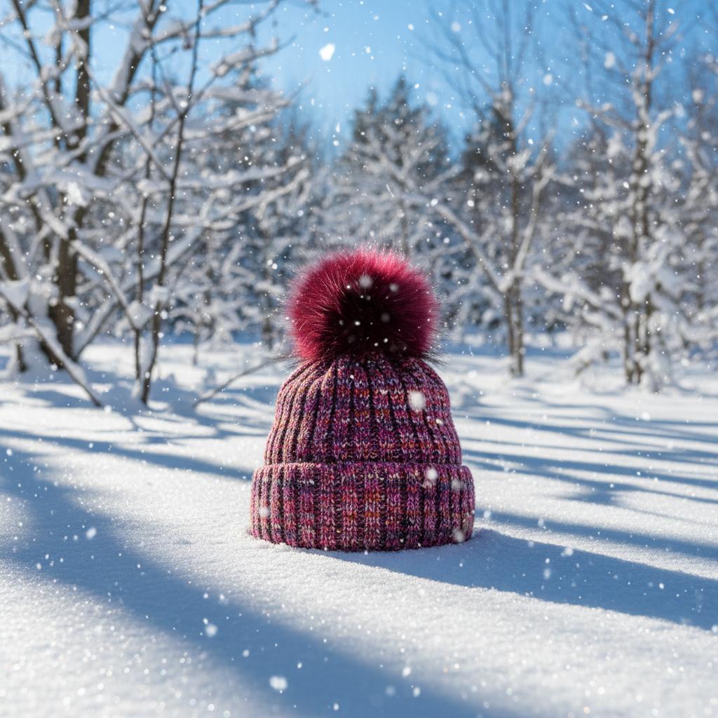 Multicolor Fuchsia Cameo-Pavone Hat with Natural Yenota Pompom