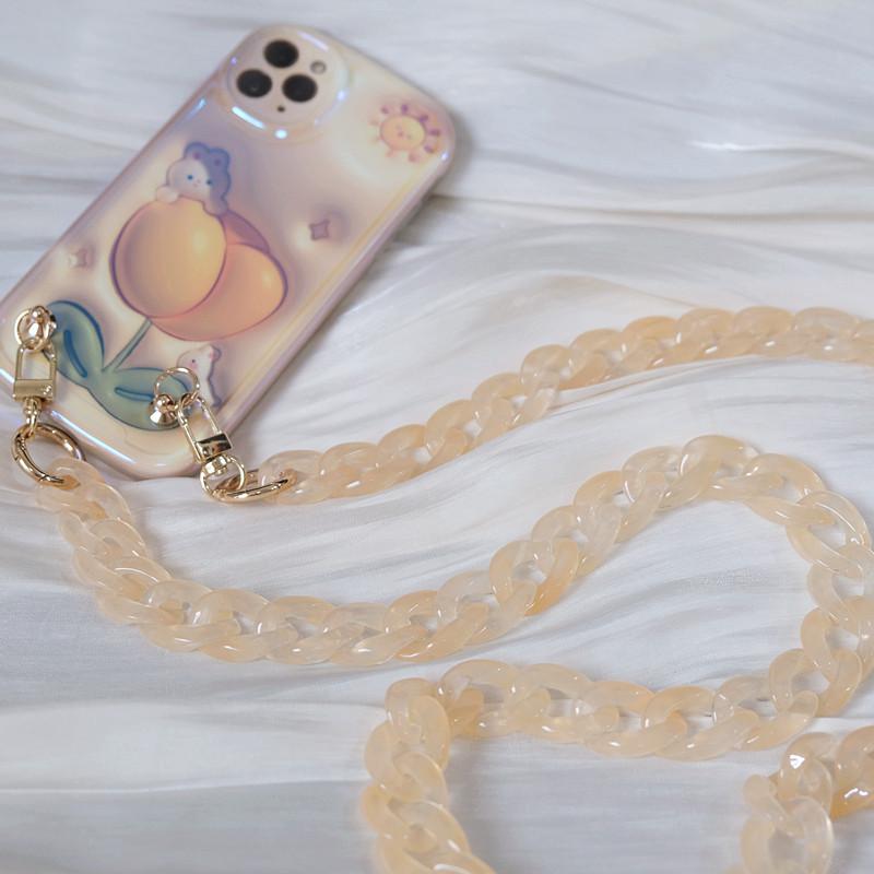 New Phone Accessory Detachable Parts Chain Orange Green Crossbody Resin Luxury Strap Phone Case Chains Acrylic Shoulder Lanyard Hanging Chain
