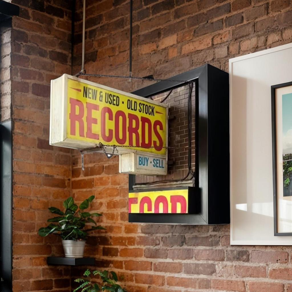 Plattenladen Retro Wandleuchte Plattenladen Antik LED Wandleuchte Platten Sammler Geschenk für Schlafzimmer Wohnzimmer Café Dekoration