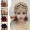 Women Knitting Hat Hollow Crochet Flower Pattern Breathable Handcrafted Hat Outdoor Work Street Wear