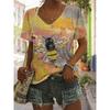 T-shirt da Donna Estiva con Stampa 3D Scollo a V Moda Versatile Traspirante Tendenza Casual