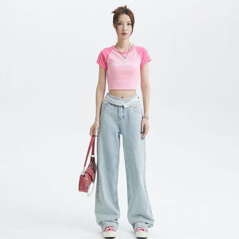 

Джинсы с прямыми штанинами для женщин, весенние и летние свободные тонкие широкие брюки с высокой талией и широкими штанинами 3XL