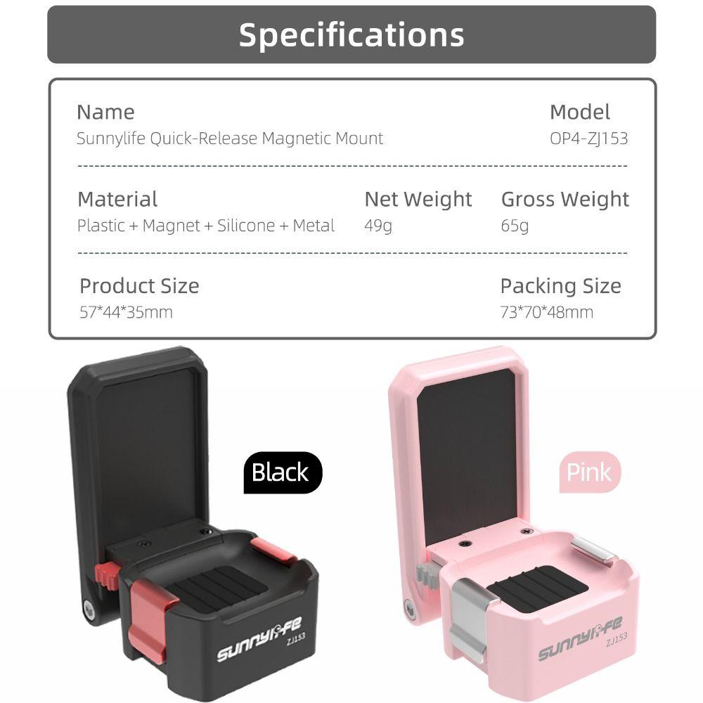Quick Release Magnetic Clip Mount Lightweight Stable Adapter Holder Adjustable Stand Bracket for DJI Osmo Pocket 4 3