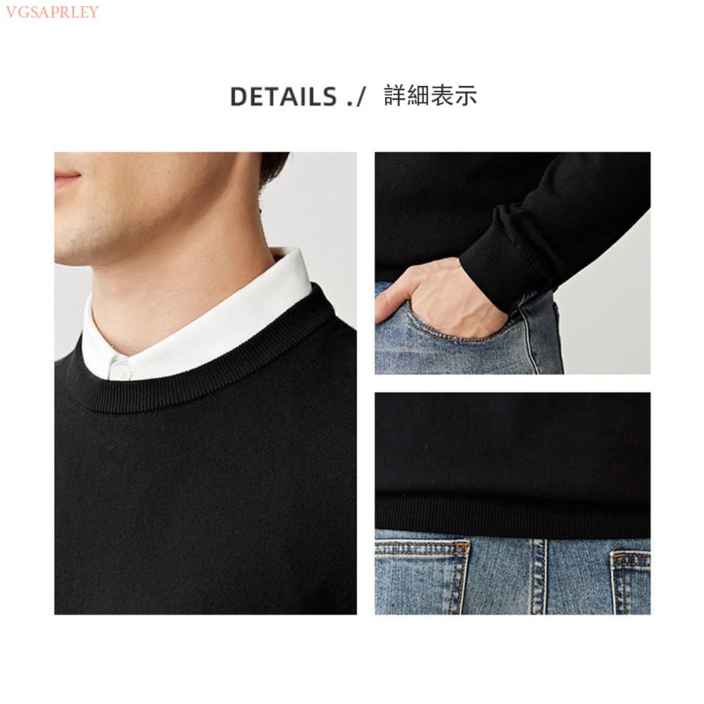 VGSAPRLEY Crew Neck Knit Solid Long Sleeve VG33 Men's Sweater, Fall/Winter, Business, Warm, Color, Casual, Top, Stylish, Spring, Underwear, (JP,