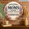 2D Flat - 1pc Round Aluminum Hanging Sign, Vintage Plaque about "Welcome to Mom'S Exclusive Space", Warm Family Gathering Decorative Sign, Suitable
