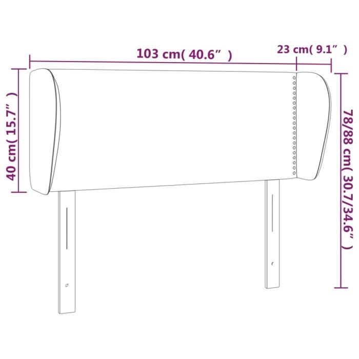 VidaXL Tête de lit avec oreilles Noir 103x23x78-88 cm Tissu3116996