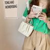 Square Pleated Versatile Small Bag for Women 2025 Spring Summer New Soft Handheld Casual Korean Style Shoulder Crossbody Bag Trendy