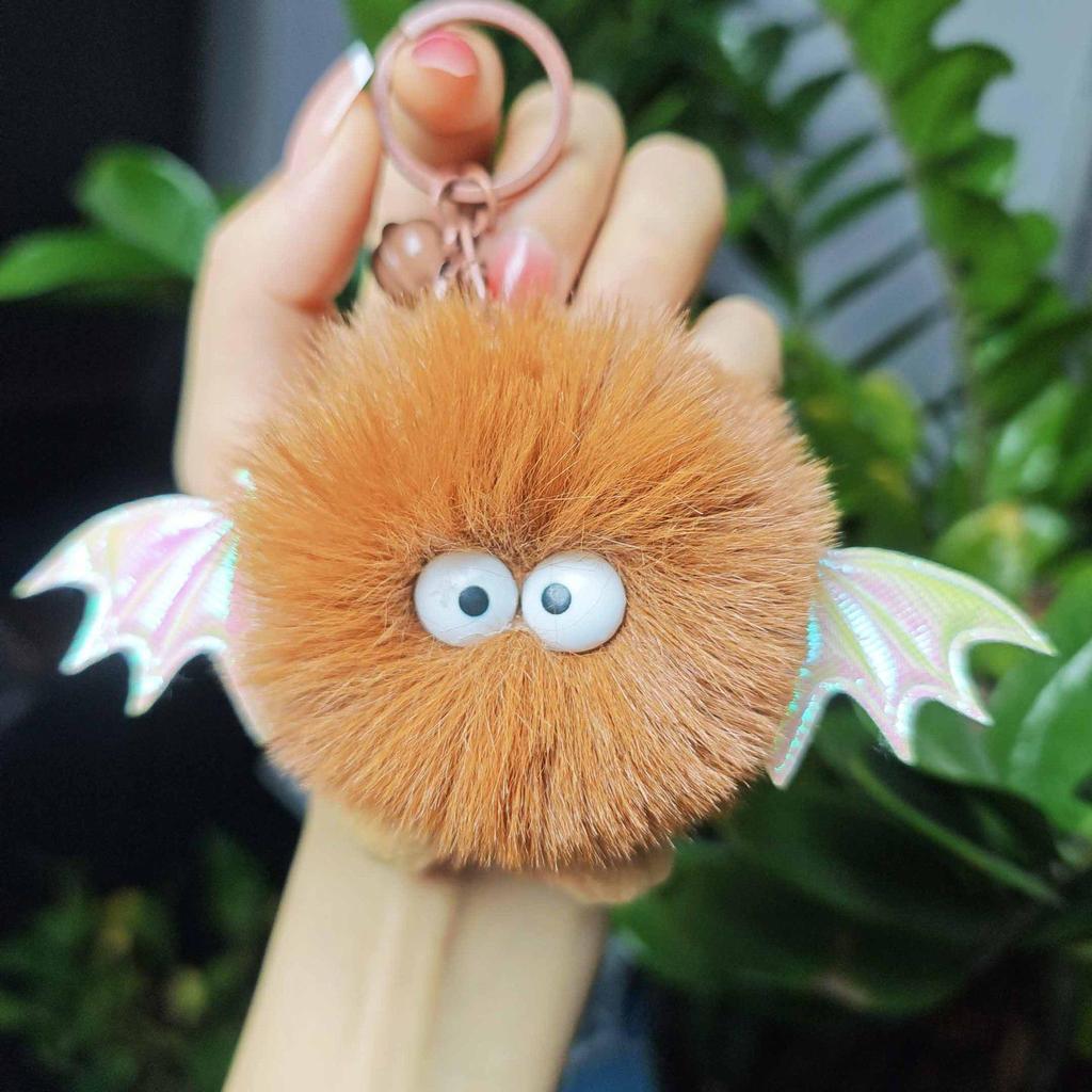 Cross-Border Plush Little Devil Soot Ball Faux Rex Rabbit Fur Pendant Keychain/Backpack Charm