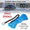 6.5mm*15m 1/4'' x 50' 6600lbs Synthetic Winch Rope Cable,Blue