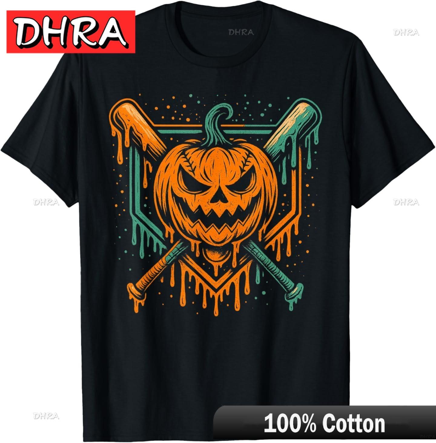 

Pumpkin Halloween Baseball Ice Cream Drip Spooky TShirt Punk Casual Graphic Clothing Edgy Urban Modern Clothing Tops FeUnisex 4XL