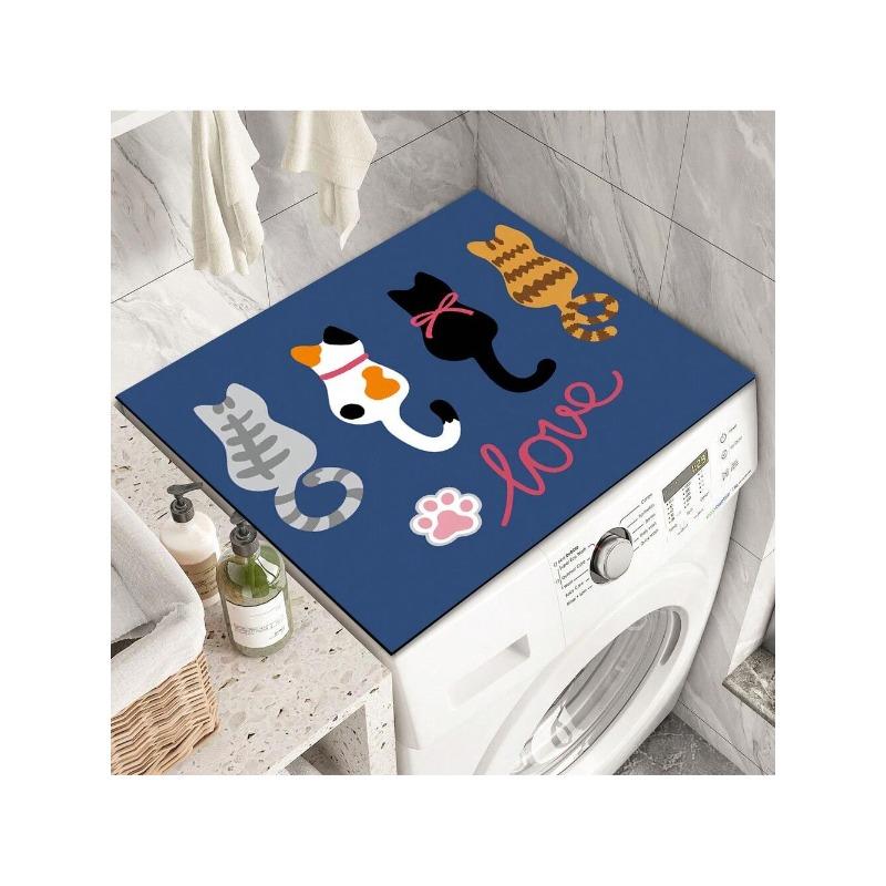 

Original Design Cute Cartoon Cat Pattern Washing Machine Mat, Fridge Decoration Mat, Silicone Dehydrated Non-Slip Mat, Pet Mat, Kitchen Drying Mat,