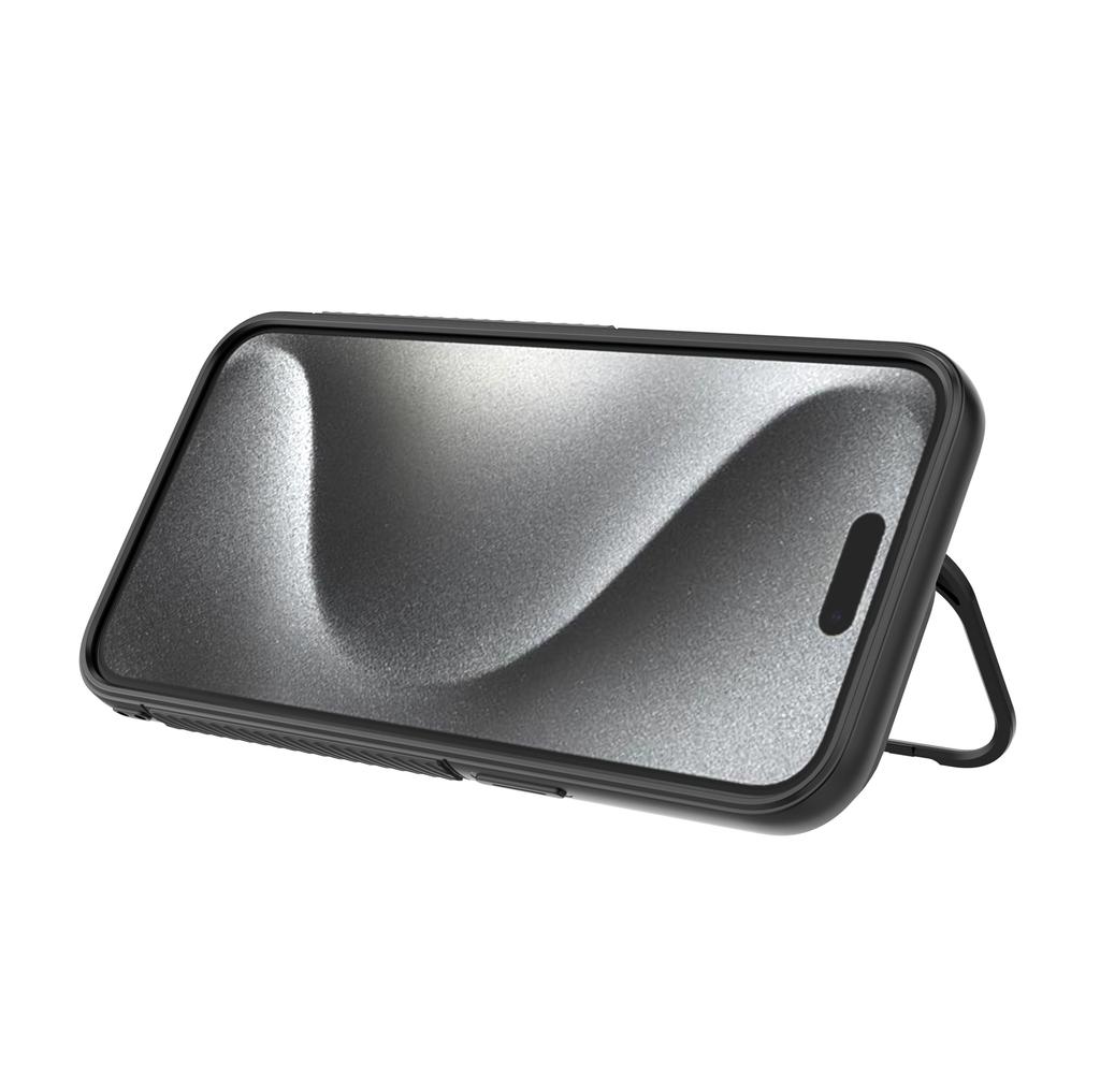 For iPhone 16 Pro Max Case PC Kickstand Ripple Texture TPU Phone Cover Compatible with MagSafe