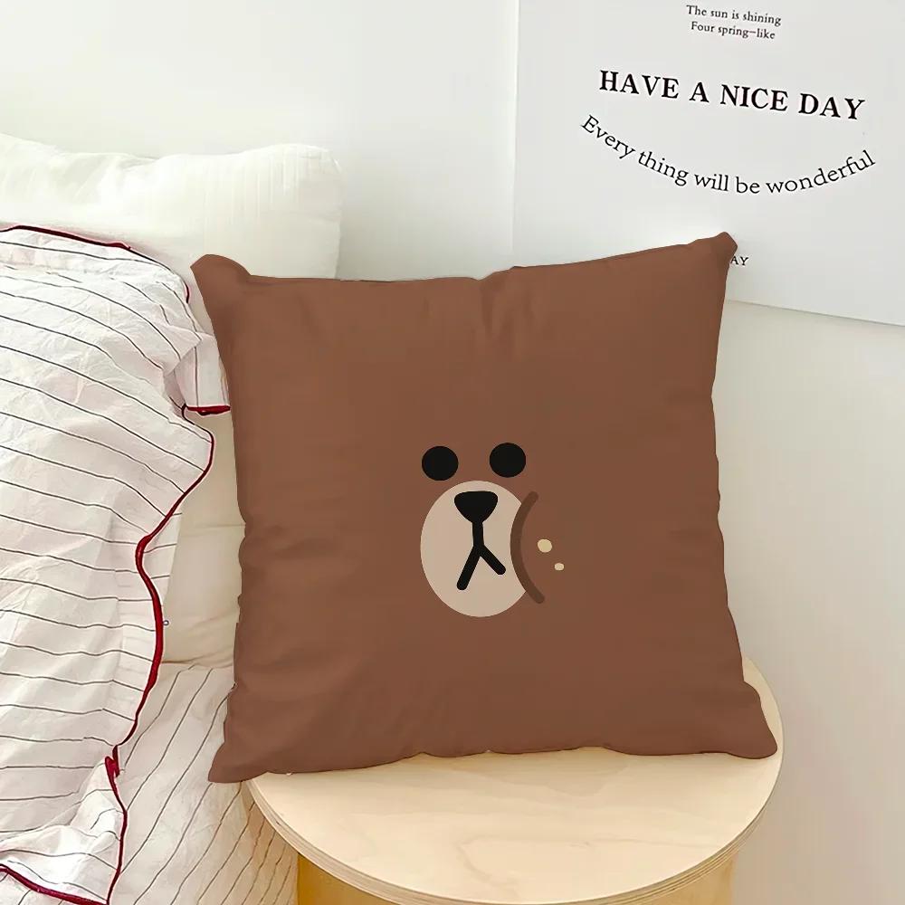 Korean Cute L-Line F-Friends Brown cushion cover Living Room Headboard Bedroom Office Cushion Cushion Sofa Nap Time Pillow Case