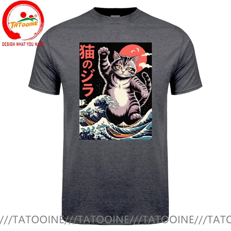 Funny Design Japanese Style The Great Kanagawa Cat Sred Doublet Unisex Fashion Trendy Casual Clothing Stylish Tops Tee Shirt Leisu