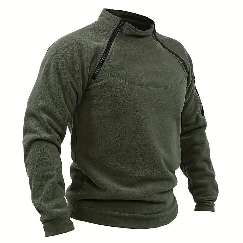 Pullover Tattico da Uomo Casual Militare Felpa Giacca in Pile Collo Alto Pullover Tinta Unita Maglione Abbigliamento Antivento