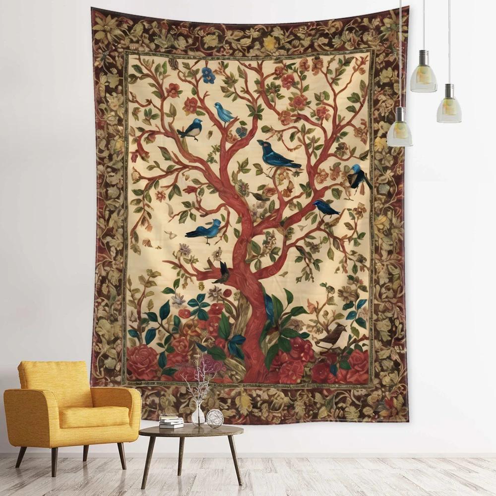 Flying Bird Tree of Life Tapestry Wall Hanging Bohemian Abstract Mysterious Witchcraft Hippie Tapiz Living Room Home Decor