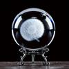 3D Engraved Dandelion Crystal Ball Decoration, Simple and Creative Home Decoration Item, Paired with Golden Metal Stand, Suitabl