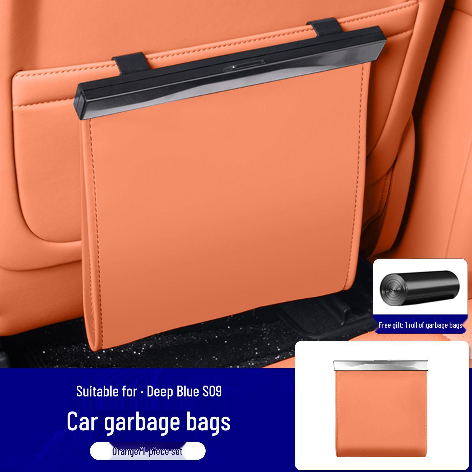 

S09 Deep Blue Rear Seat Kick Guard & Trash Can Cover with Car Interior Trim & Storage Box Protector