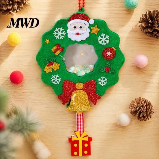 Safe Odorless Crafting Kits for Toddlers Christmas Shaker Ornament DIY Kit Kids, Santa Snowman Reindeer Felt Personalized Eve Gifts Craft Set, Glitter