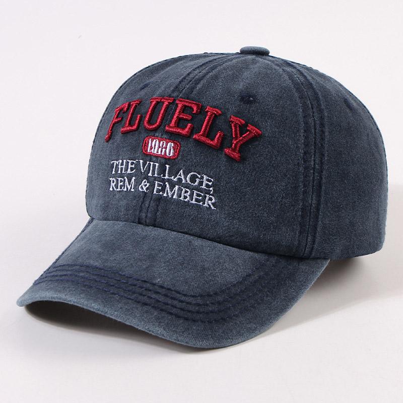 

RICYGVM Embroidery Letter Baseball Hat For Women Sunshade Visors Fashion Retro Duck Tongue Cap Unisex Solid Cotton Peaked Hats Adjustable темно-синий