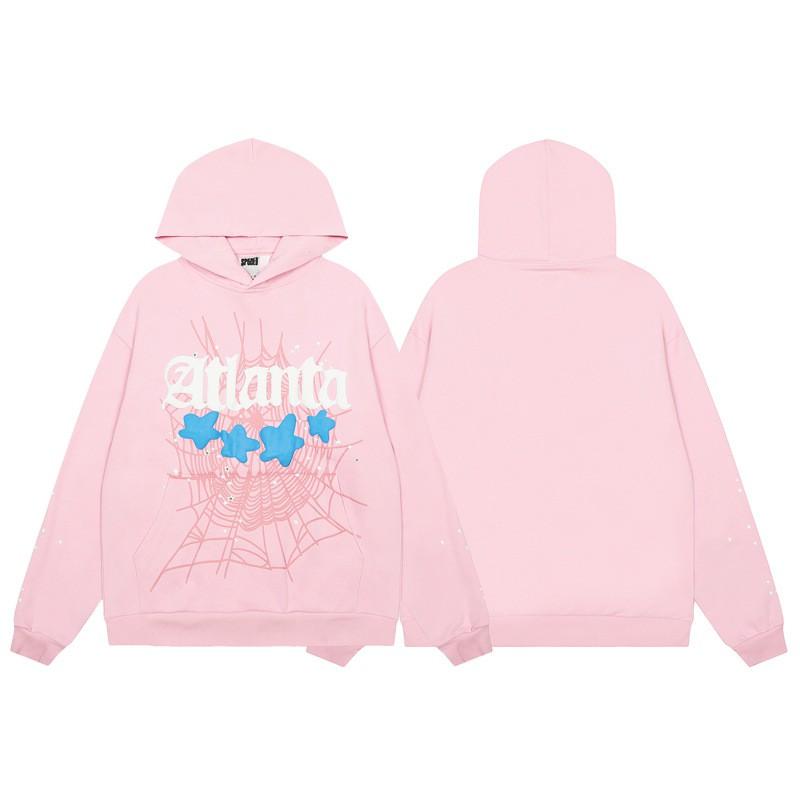 Sp5der Spider Web Letter Foam Print Thin Hooded Sweatshirt Jogger Set Men Women