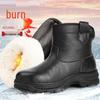 Northeast Men's Waterproof Sheepskin Wool Winter Boots - Thick, Warm, Genuine Leather, Cold-Proof Short Boots.