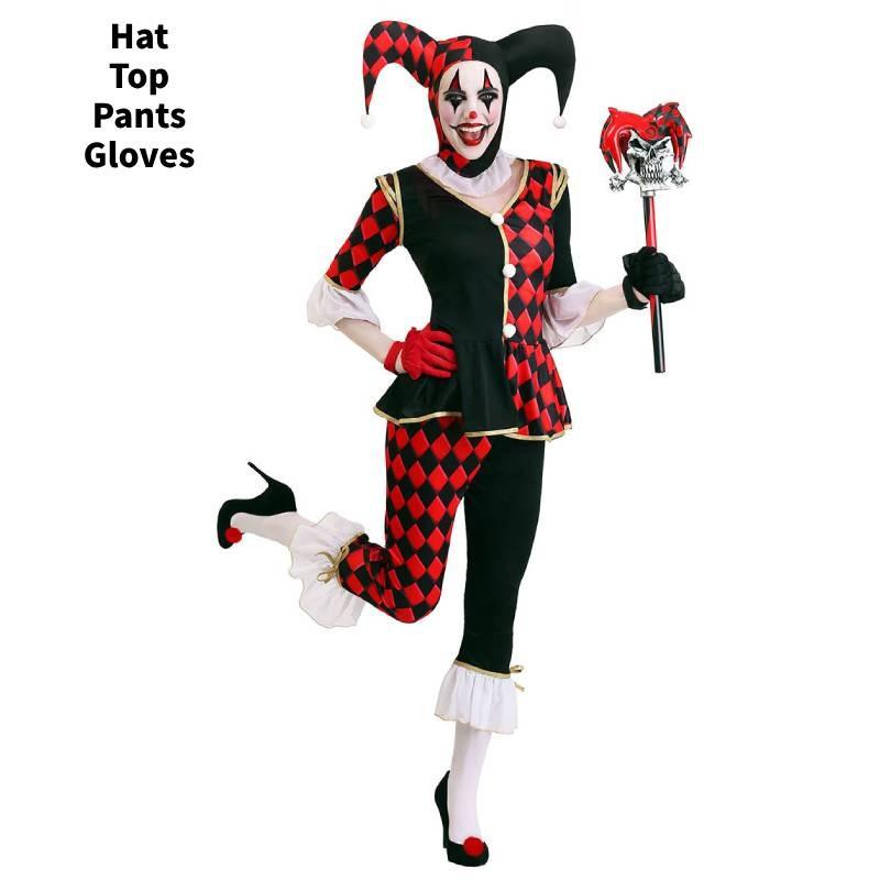 Game Theme Jester Costume For Women Adult Halloween Cosplay With Material For Stage Performances
