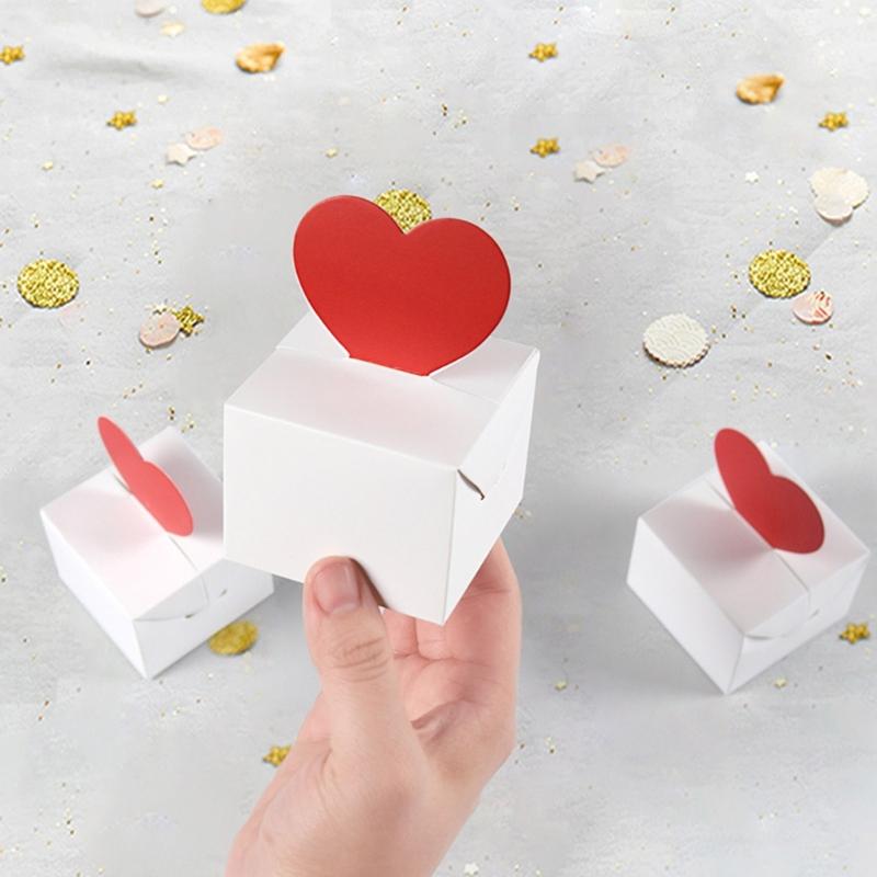 10Pcs Foldable Paper Gift Packaging Box Candy Chocolate Holder Box For Valentines Day Wedding Anniversary Gift Wrapping