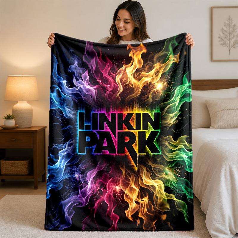 Linkin Park Druck Flanelldecke Gemütliche Leichte Plüschdecke für Bett Sofa Haushalt
