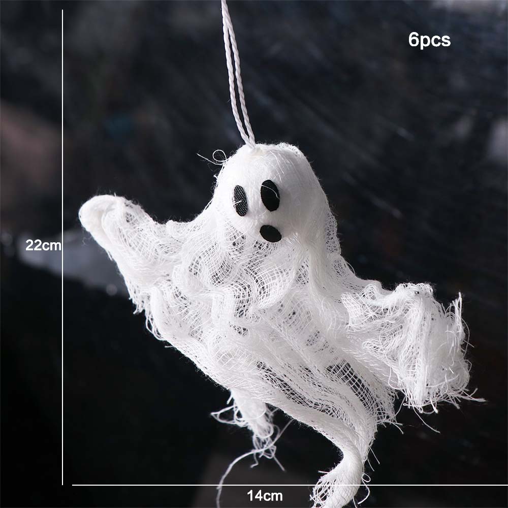 6pcs Trick or Treat White Ghost Pendant Realistic Ghost Hanging Ornament  Patio Porch Decoration