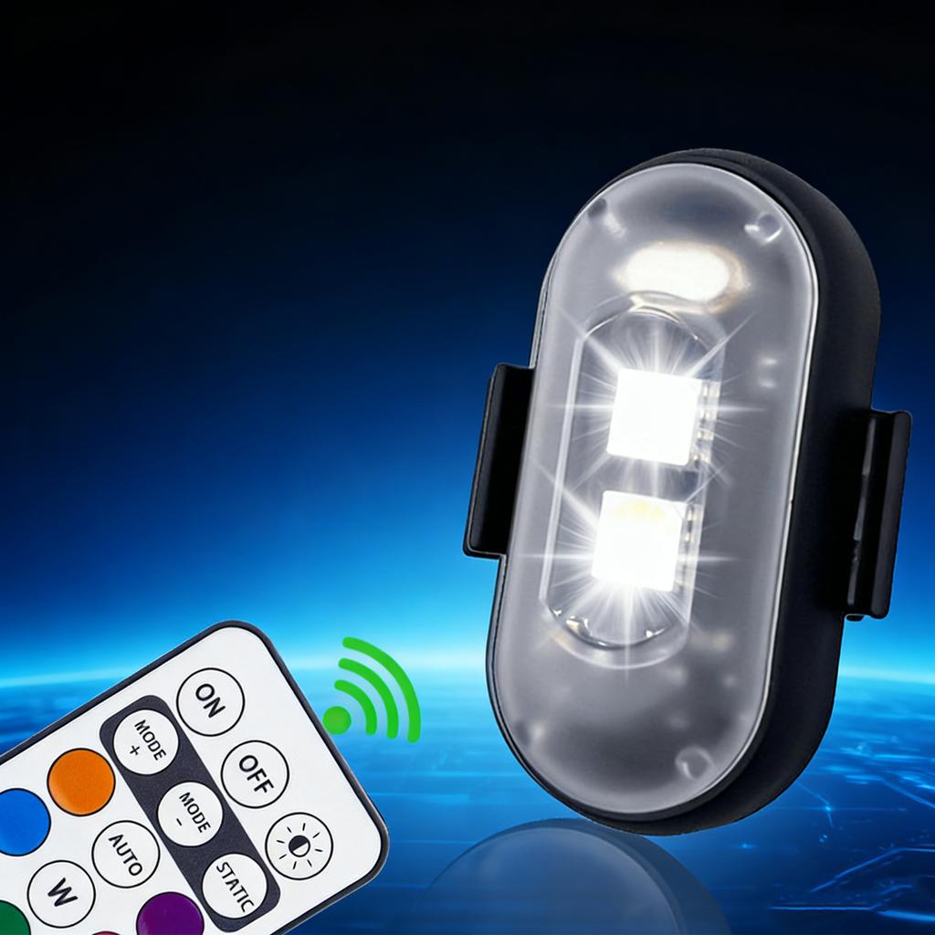 2/4/6PCS LED Emergency Warning Lights with Remote Control 7 Colors USB Rechargeable LED Lights for Car Motorcycle Bike Drone