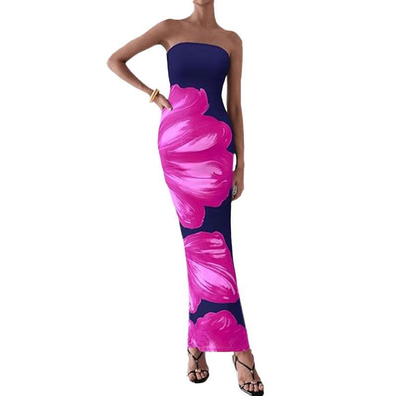 New Spring Women's Clothing Elegant Hip-shoulder Printed Dress for Women