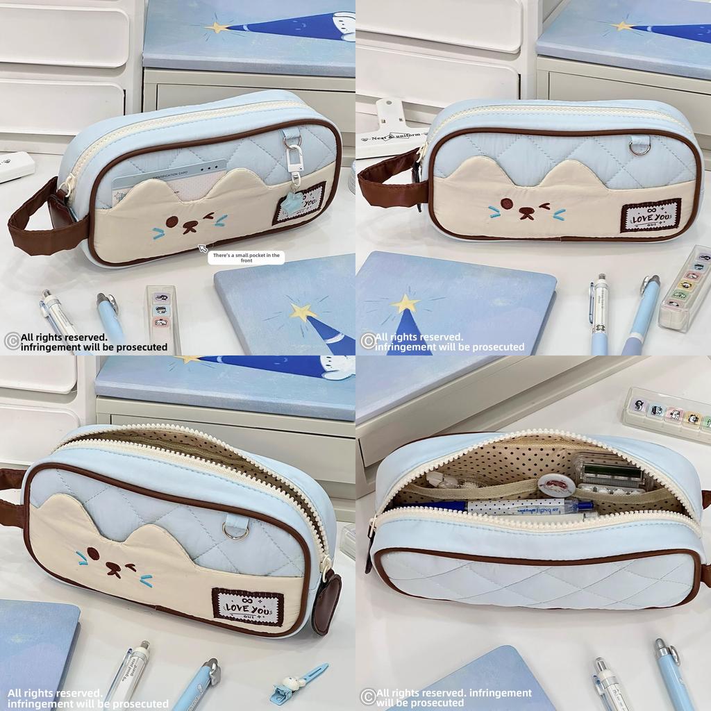 Pencil Case For Girls Large Capacity Style Cute Fabric Stationery Organizer For School