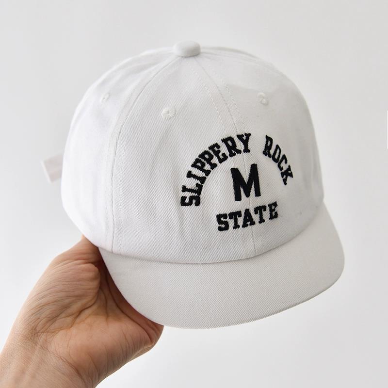 Korean Letter Baby Baseball Cap Spring Summer Adjustable Sun Hat for Toddler Boy Girl Solid Color Embroidered Kids Peaked Hats