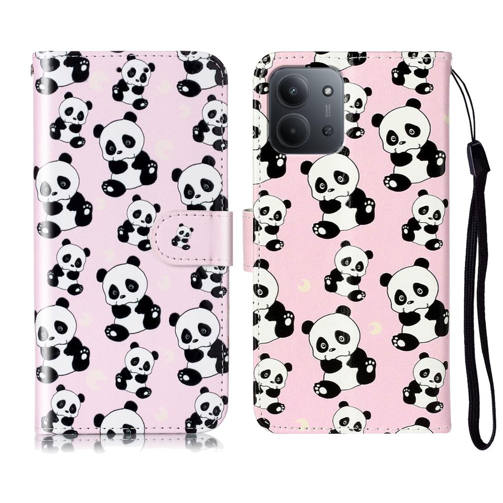 For Xiaomi Redmi 15C 4G (EU) (173mm)/15C 5G (EU) (173mm)/Poco C85 4G (173mm) Case Pattern Leather Wallet Cover with Strap